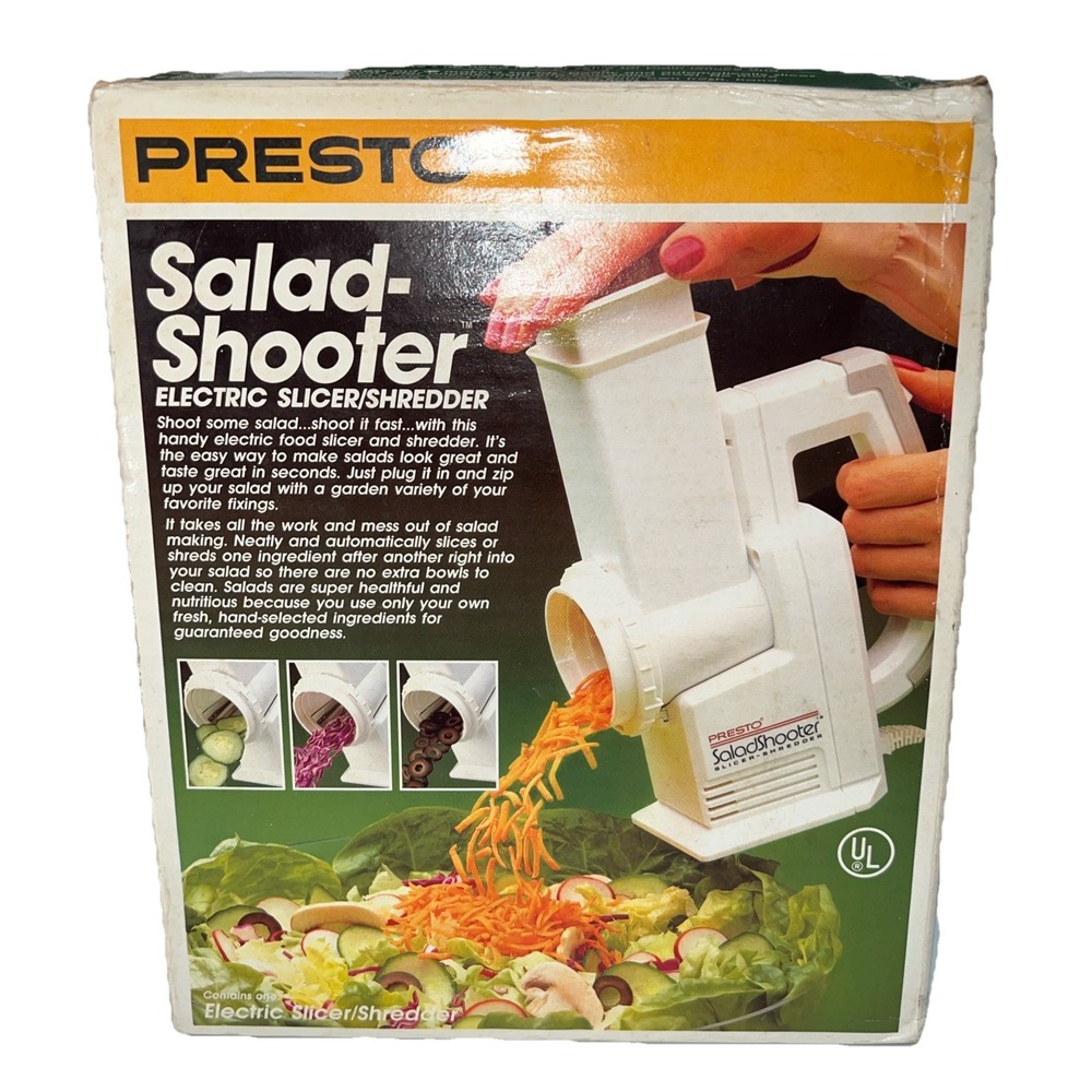 Vintage 1988 Presto Salad Shooter 02910 Electric Slicer‎ /Shredder Works HTF